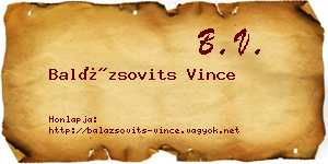 Balázsovits Vince névjegykártya